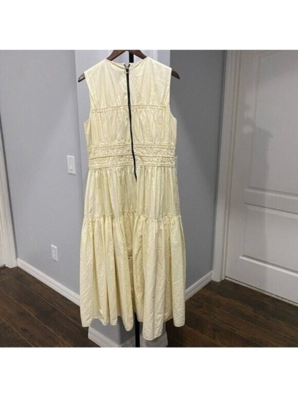 Roksanda Isilda Dress Ivory Cream Ruched Peasant Cottagecore-European Midi Dress - Picture 8 of 9